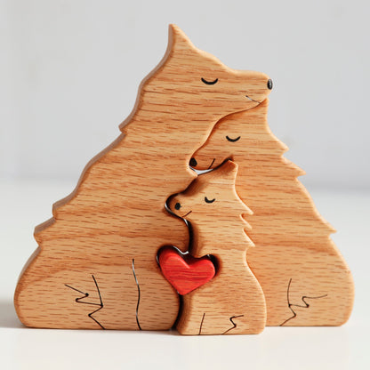 Wooden wolves family puzzle
