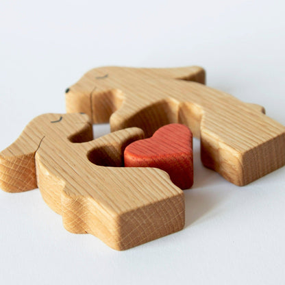 Wooden rabbits family puzzle