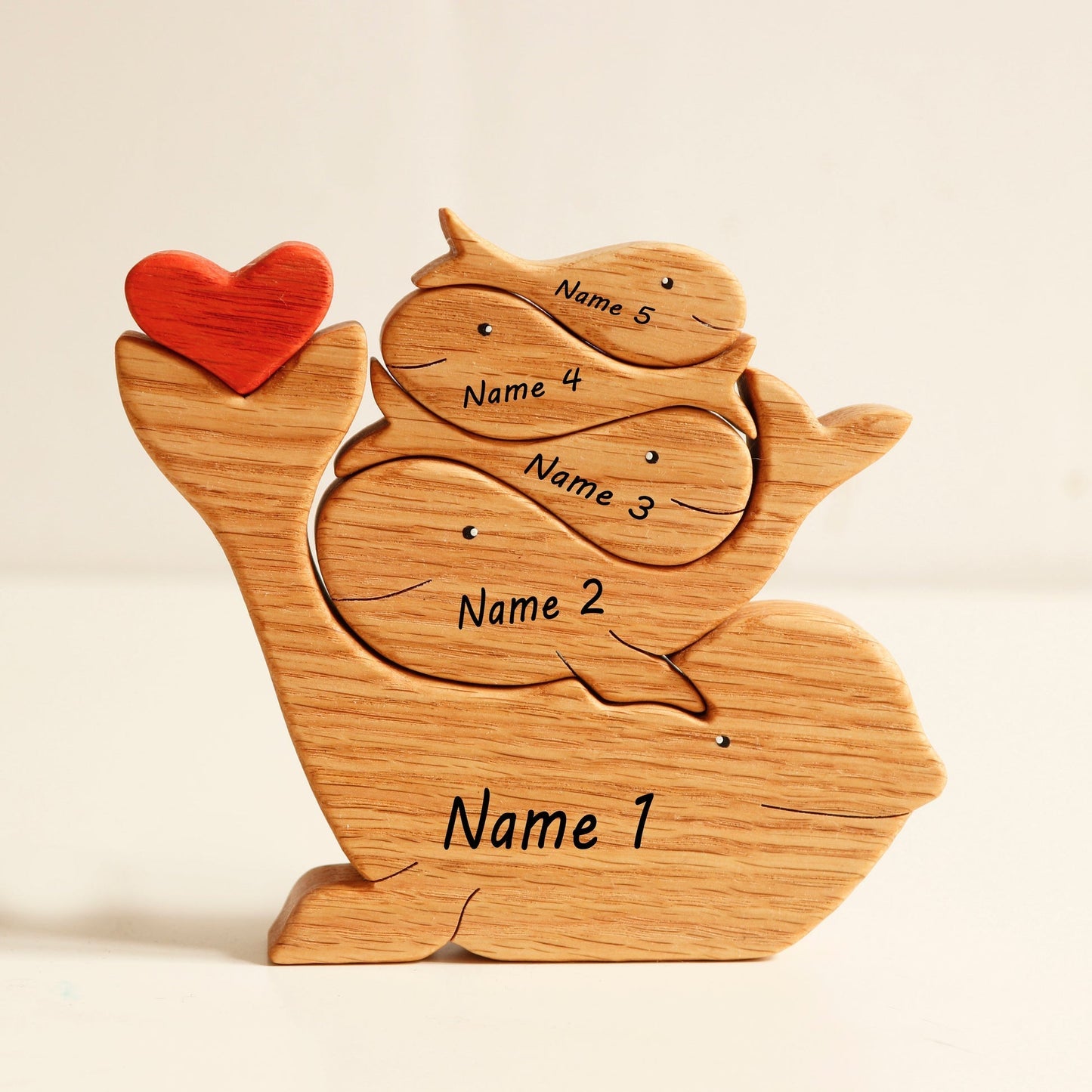 Wooden whales family puzzle